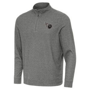 Men's Antigua  Heather Black Tennessee Titans Subtle Quarter-Zip Top