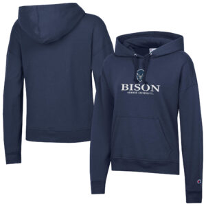 Women's Champion  Navy Howard Bison Powerblend Fleece Pullover Hoodie