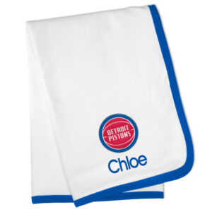 White Detroit Pistons Personalized Baby Blanket