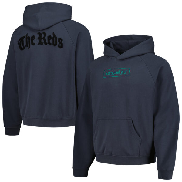 Men's Navy Liverpool Old English Oversized Raglan Pullover Hoodie