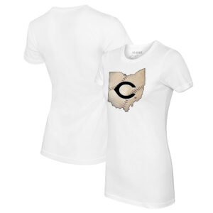 Women's Tiny Turnip White Cincinnati Reds State Outline T-Shirt