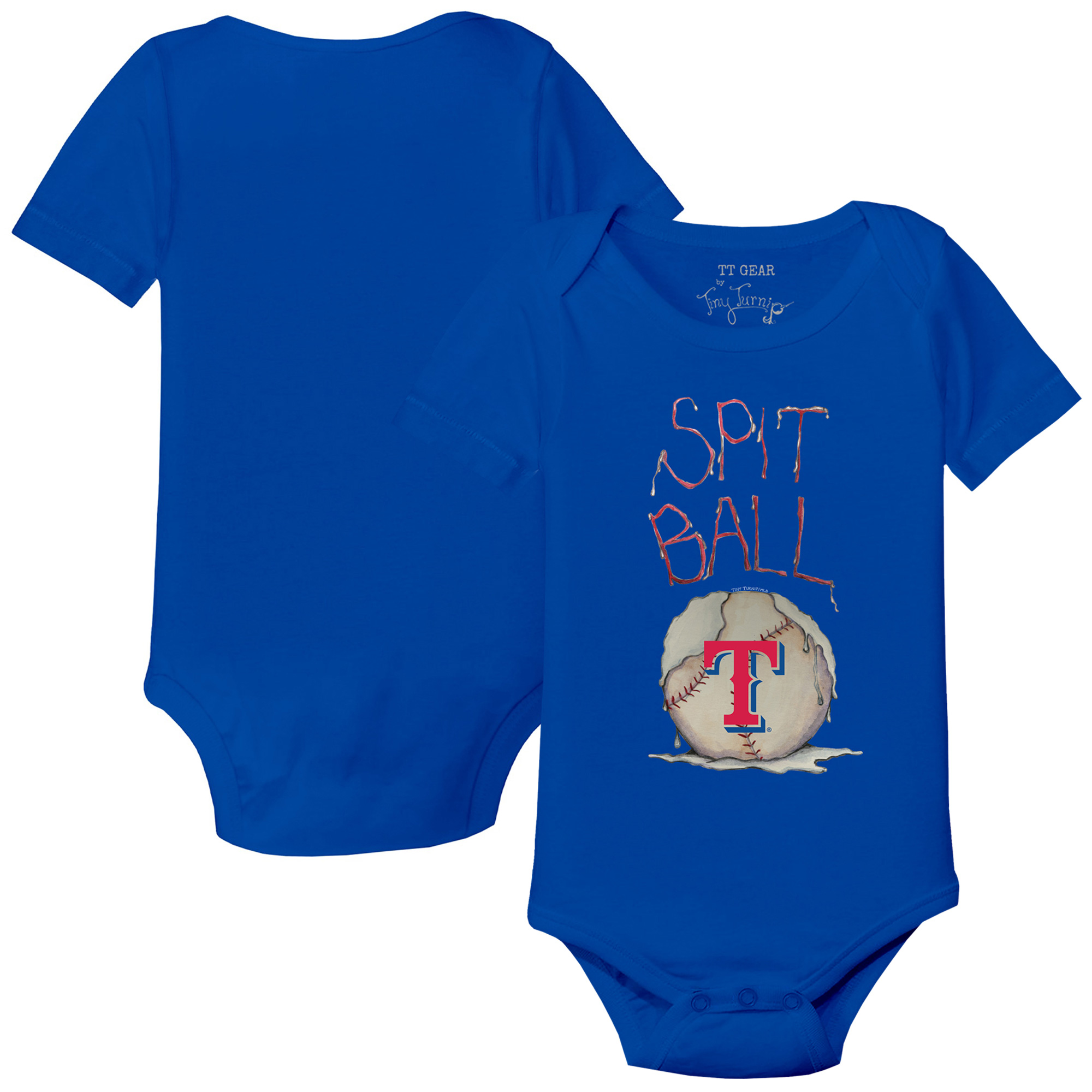 Infant Tiny Turnip Royal Texas Rangers Spit Ball Bodysuit
