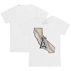 Infant Tiny Turnip White Los Angeles Angels State Outline T-Shirt