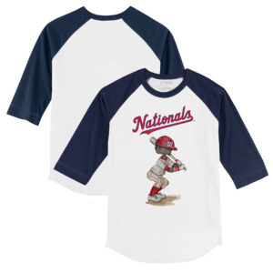 Toddler Tiny Turnip White/Navy Washington Nationals James 3/4-Sleeve Raglan T-Shirt