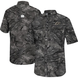 Men's Colosseum  Charcoal Purdue Boilermakers Realtree Aspect Charter Full-Button Fishing Shirt