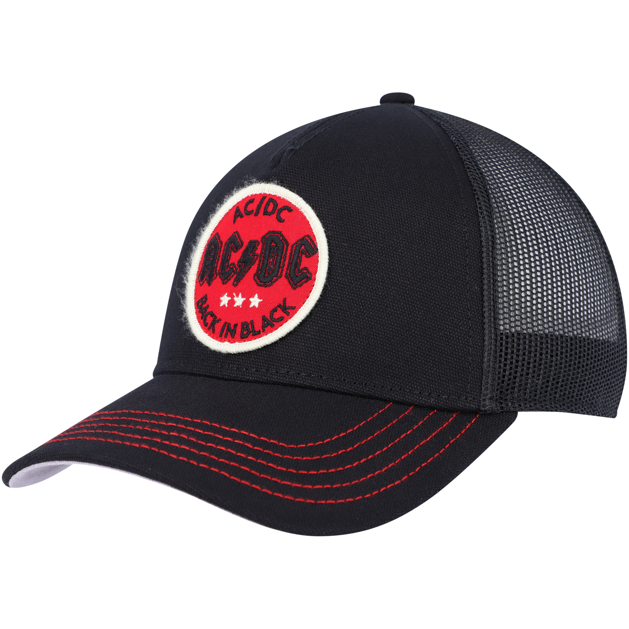 Men's American Needle Black AC/DC Valin Trucker Snapback Hat - Image 2