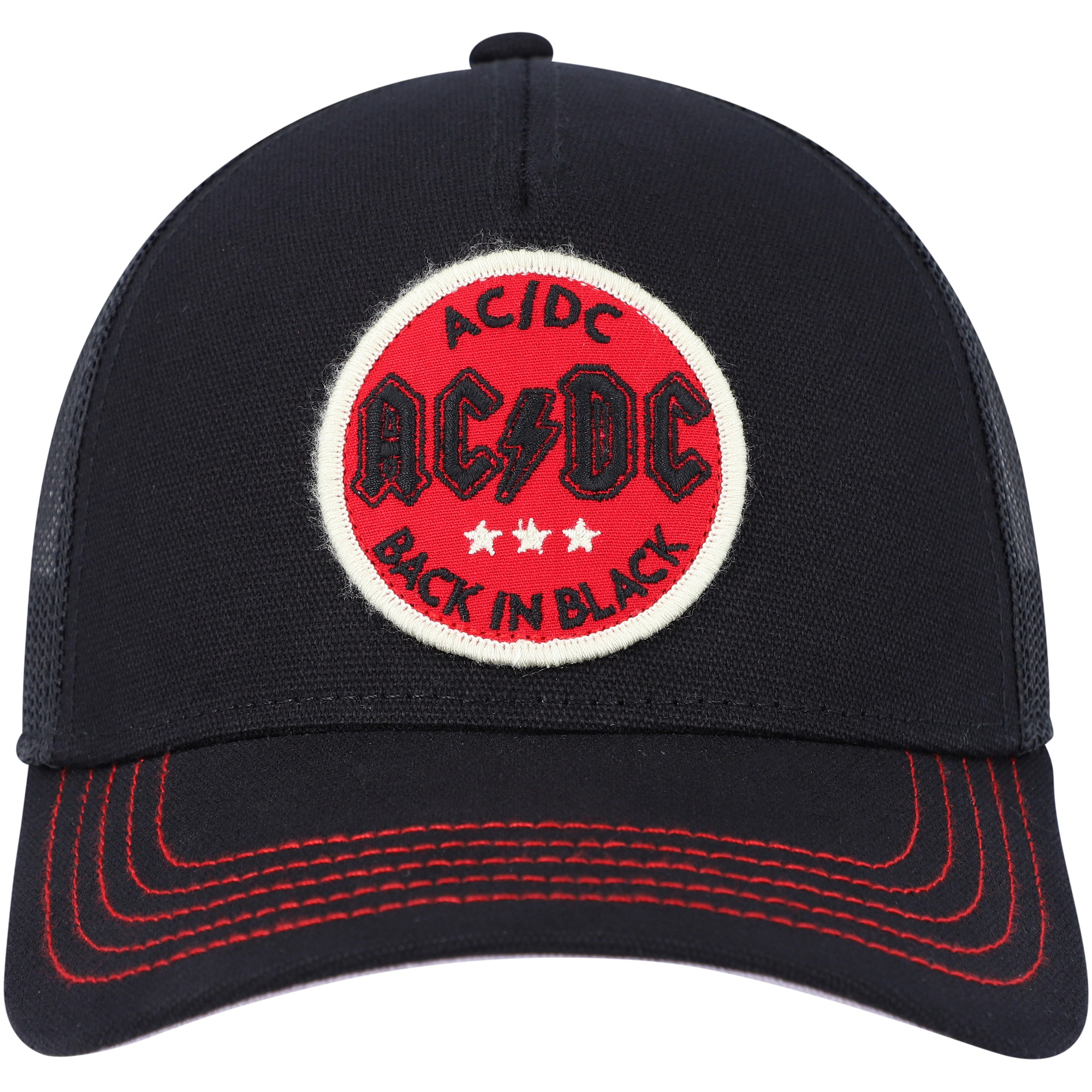 Men's American Needle Black AC/DC Valin Trucker Snapback Hat - Image 3