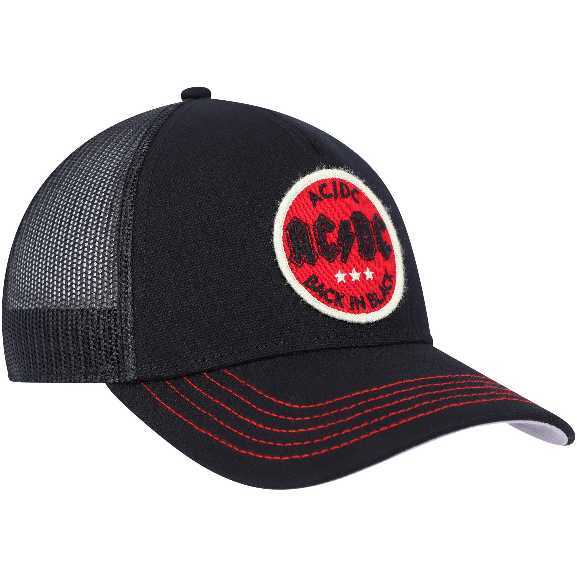 Men's American Needle Black AC/DC Valin Trucker Snapback Hat - Image 8