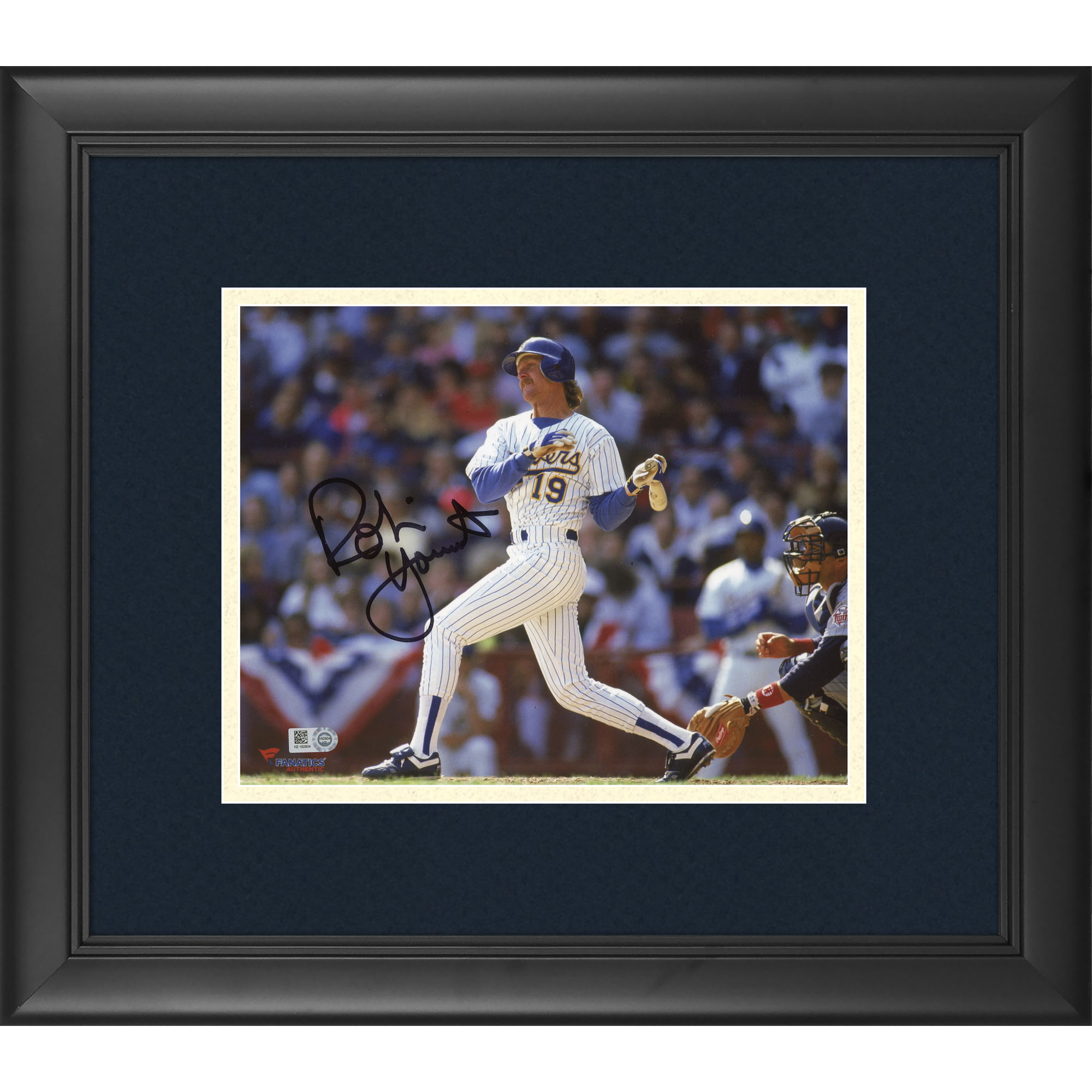 Robin Yount Milwaukee Brewers Framed Autographed 8" x 10" Horizontal White Uniform Swinging Photograph