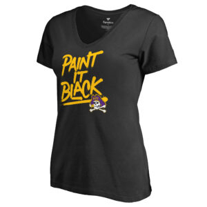 Women's East Carolina Pirates Paint It Black V-Neck T-Shirt