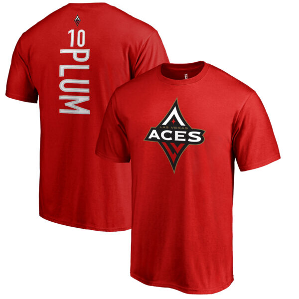 Men's Kelsey Plum Red Las Vegas Aces Backer Name & Number T-Shirt