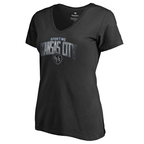 Women's Black Sporting Kansas City Arch Smoke V-Neck T-Shirt