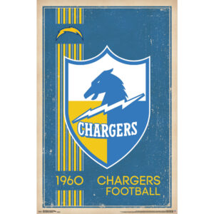Los Angeles Chargers 22'' x 34'' Retro Logo Poster