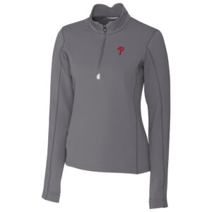Women's Cutter & Buck Gray Philadelphia Phillies Traverse Half-Zip Pullover Jacket