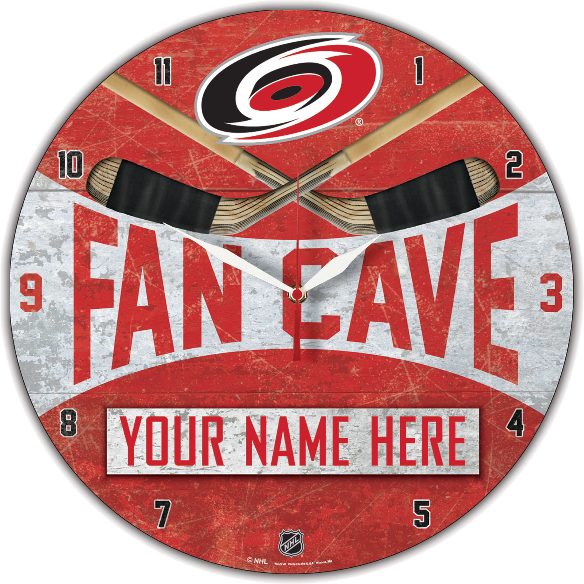 WinCraft Carolina Hurricanes Personalized 14'' Round Wall Clock