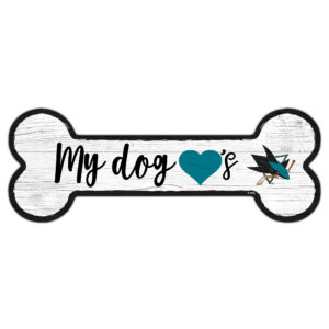 San Jose Sharks 6" x 12" Team Dog Bone Sign