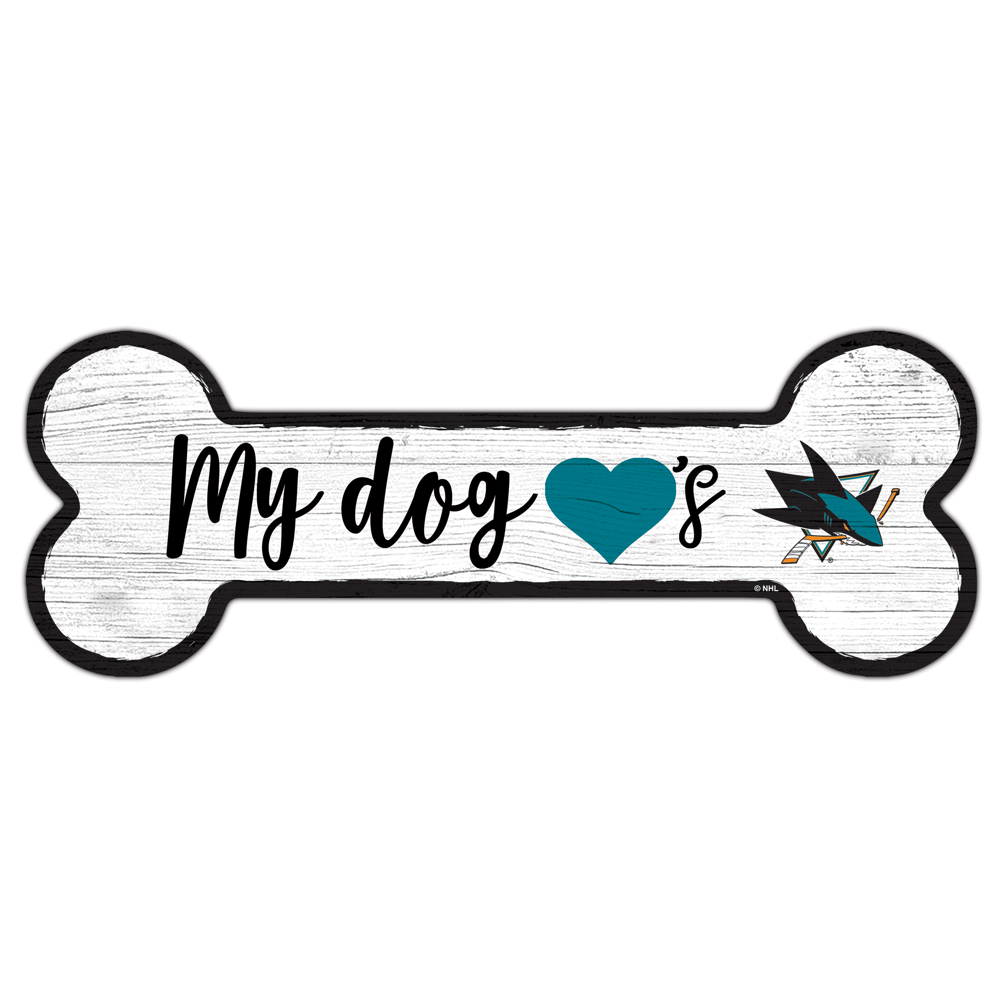 San Jose Sharks 6" x 12" Team Dog Bone Sign