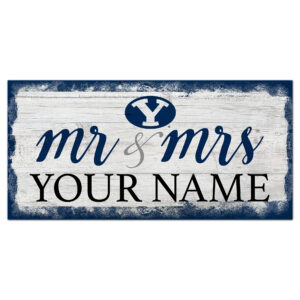 BYU Cougars 6" x 12" Personalized Mr. & Mrs. Script Sign