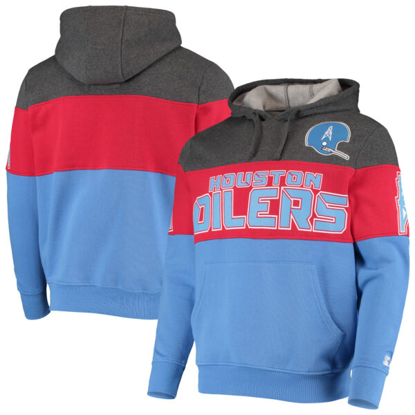 Men's Starter Gray/Red Houston Oilers Extreme Fireballer Throwback Pullover Hoodie - Image 6