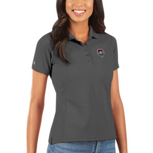 Women's Antigua Charcoal New Mexico Lobos Legacy Pique Polo