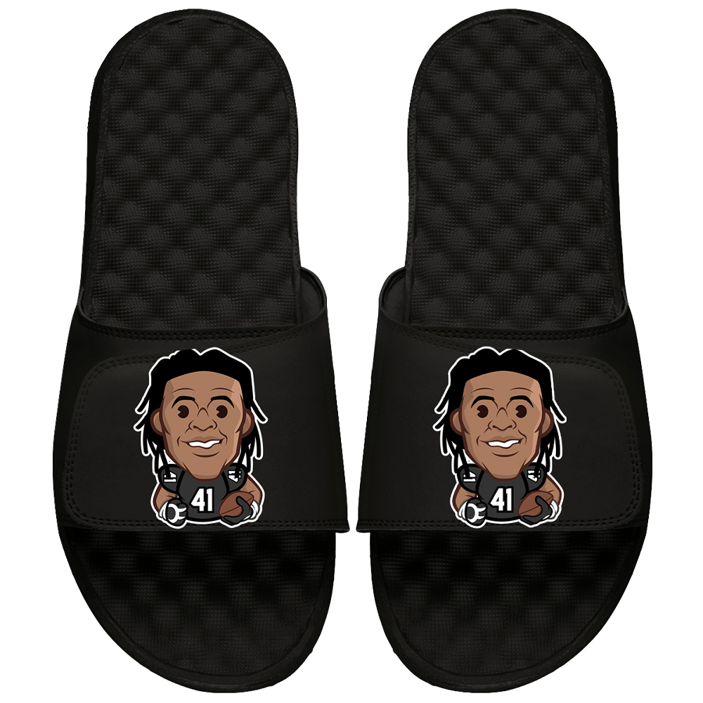Men's ISlide Alvin Kamara Black NFLPA Emoji Slide Sandals