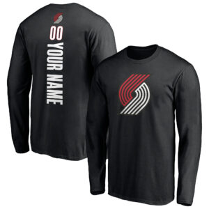 Men's Black Portland Trail Blazers Playmaker Personalized Name & Number Long Sleeve T-Shirt