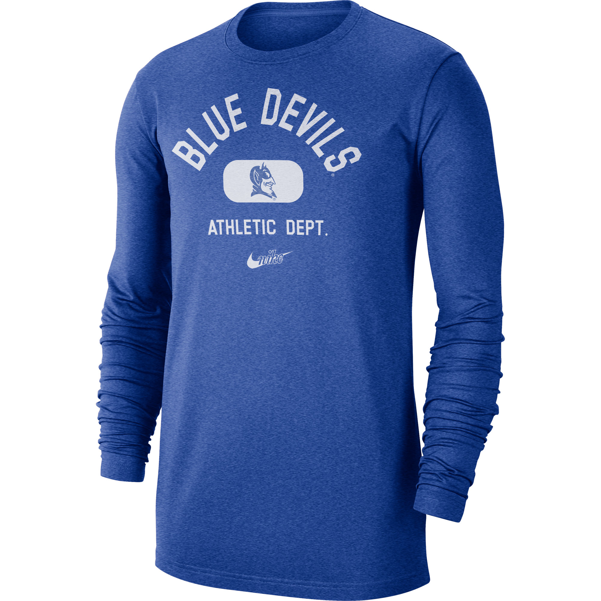 Men's Nike Royal Duke Blue Devils Textured Long Sleeve T-Shirt - Image 3