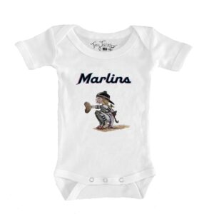 Infant Tiny Turnip White Miami Marlins Kate the Catcher Bodysuit