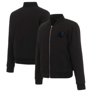 Women's JH Design Black Carolina Panthers Reversible Fleece Full-Zip Jacket