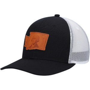 Men's Local Crowns Black Washington Leather State Applique Trucker Snapback Hat