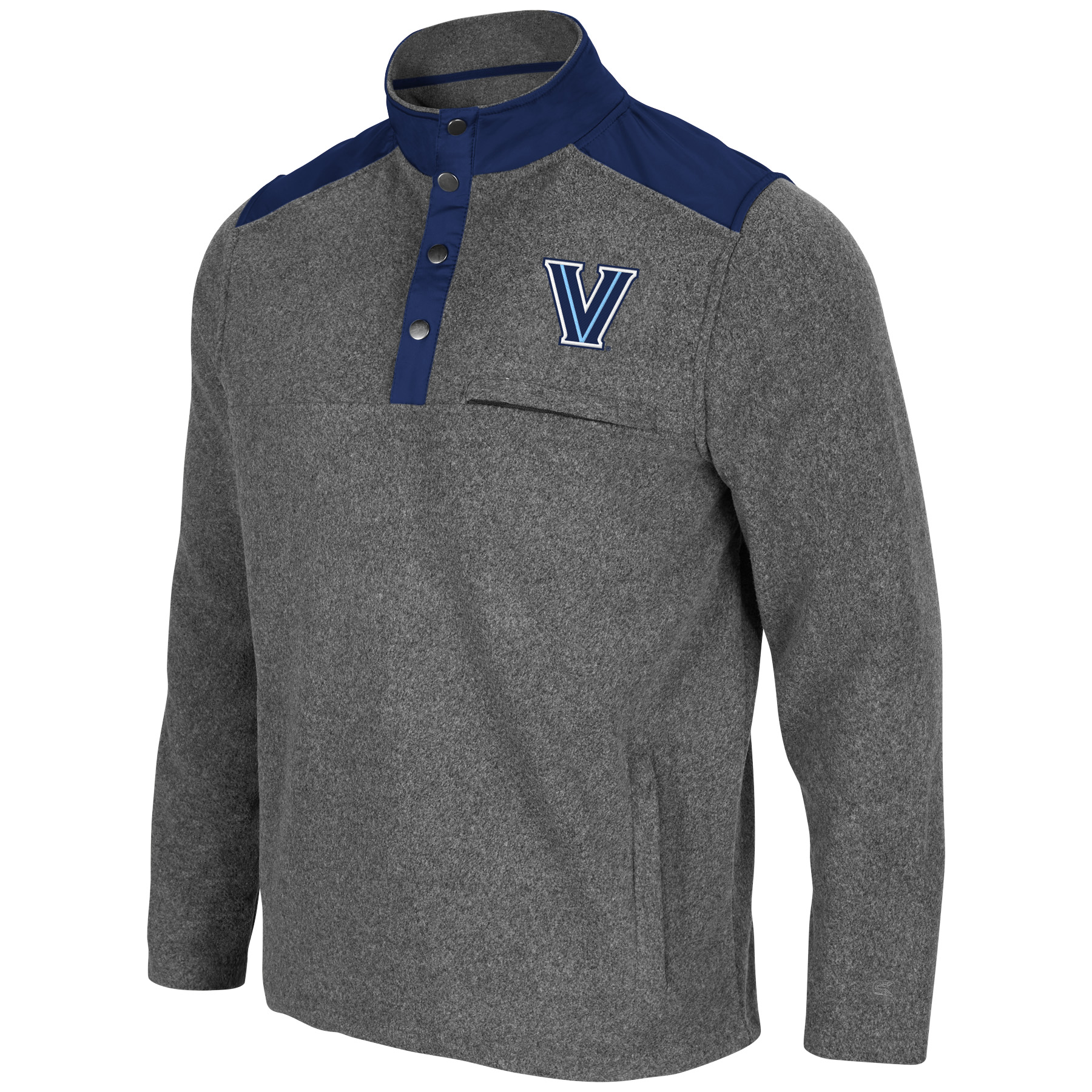 Men's Colosseum Heathered Charcoal/Navy Villanova Wildcats Huff Snap Pullover - Image 9