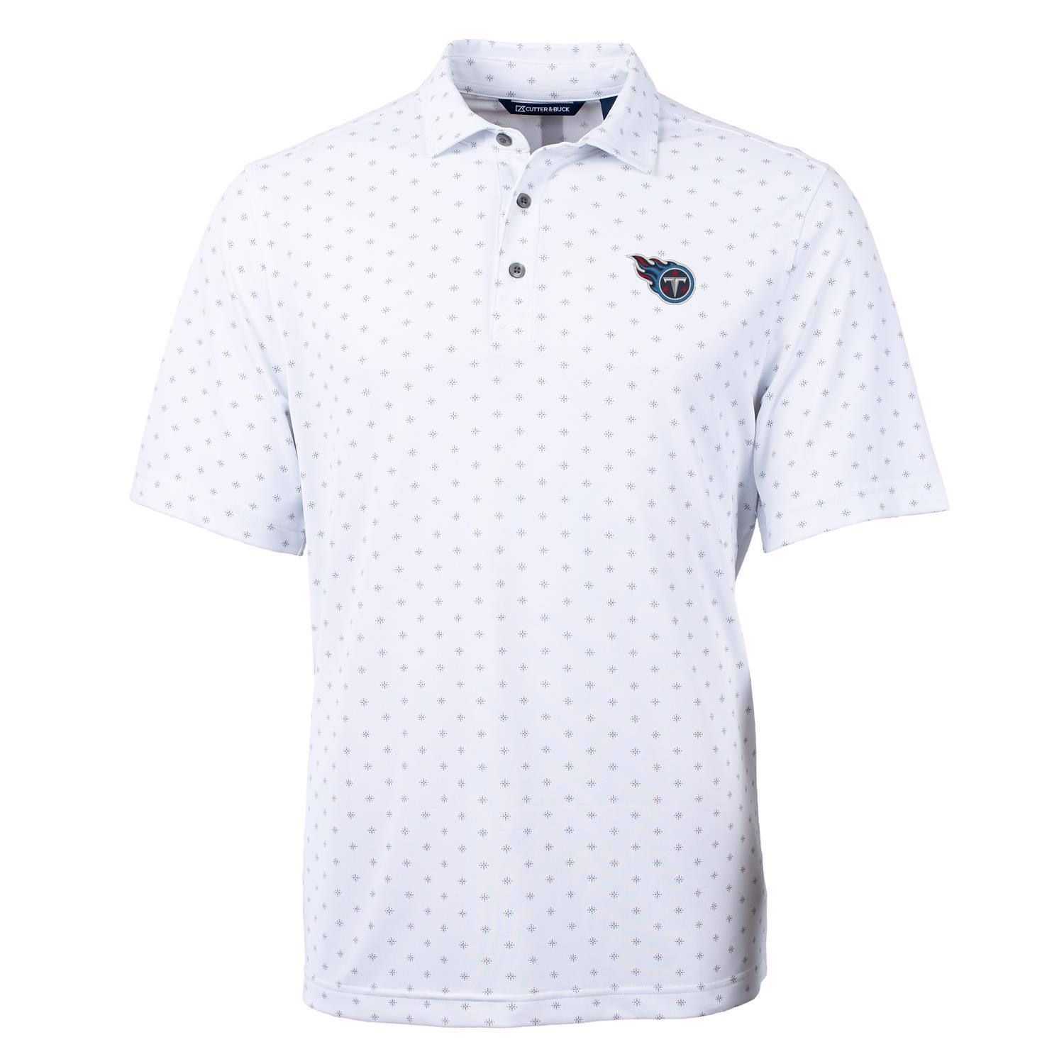 Men's Cutter & Buck White Tennessee Titans Virtue Eco Pique Tile Print Polo