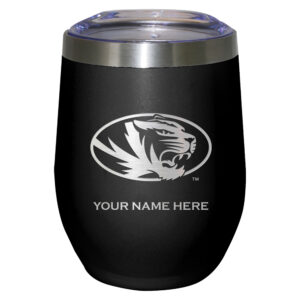 Black Missouri Tigers 12oz. Personalized Etched Stemless Tumbler