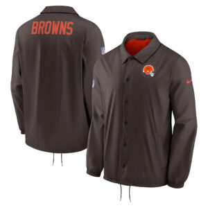 Men's Nike Brown Cleveland Browns Sideline Coaches Performance Full-Snap Jacket