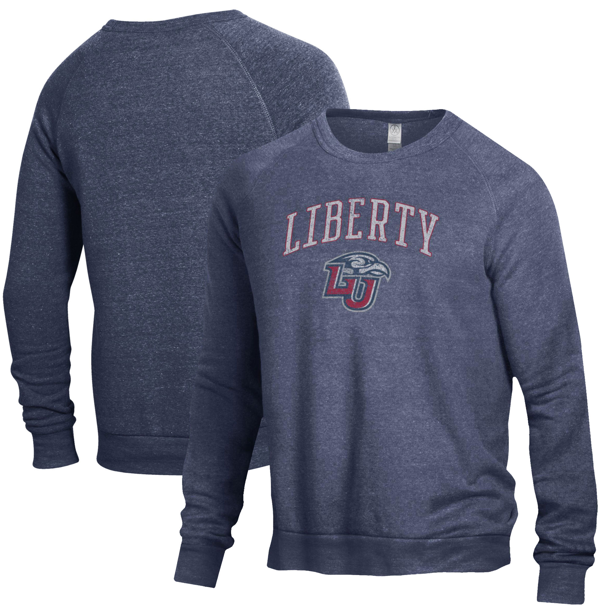 Men's Heathered Navy Liberty Flames The Champ Tri-Blend Pullover Sweatshirt - Image 5