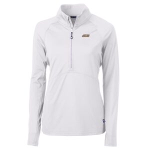 Women's Cutter & Buck White James Madison Dukes Adapt Eco Knit Half-Zip Pullover Jacket