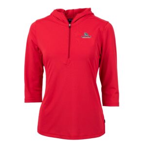 Women's Cutter & Buck Red Gonzaga Bulldogs Virtue Eco Pique Half-Zip 3/4 Sleeve Pullover Hoodie
