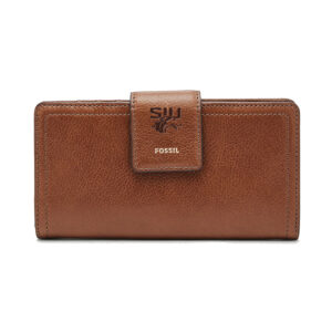 Women's Fossil Brown Southern Illinois Salukis Leather Logan RFID Tab Clutch