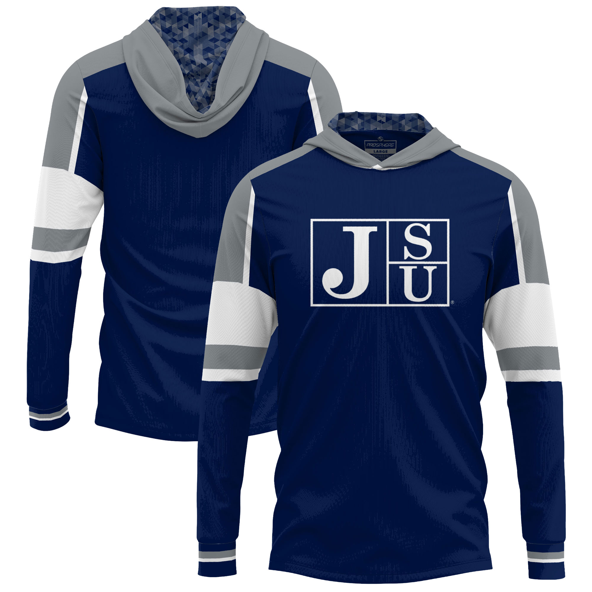 Men's Navy Jackson State Tigers Long Sleeve Hoodie T-Shirt - Image 2