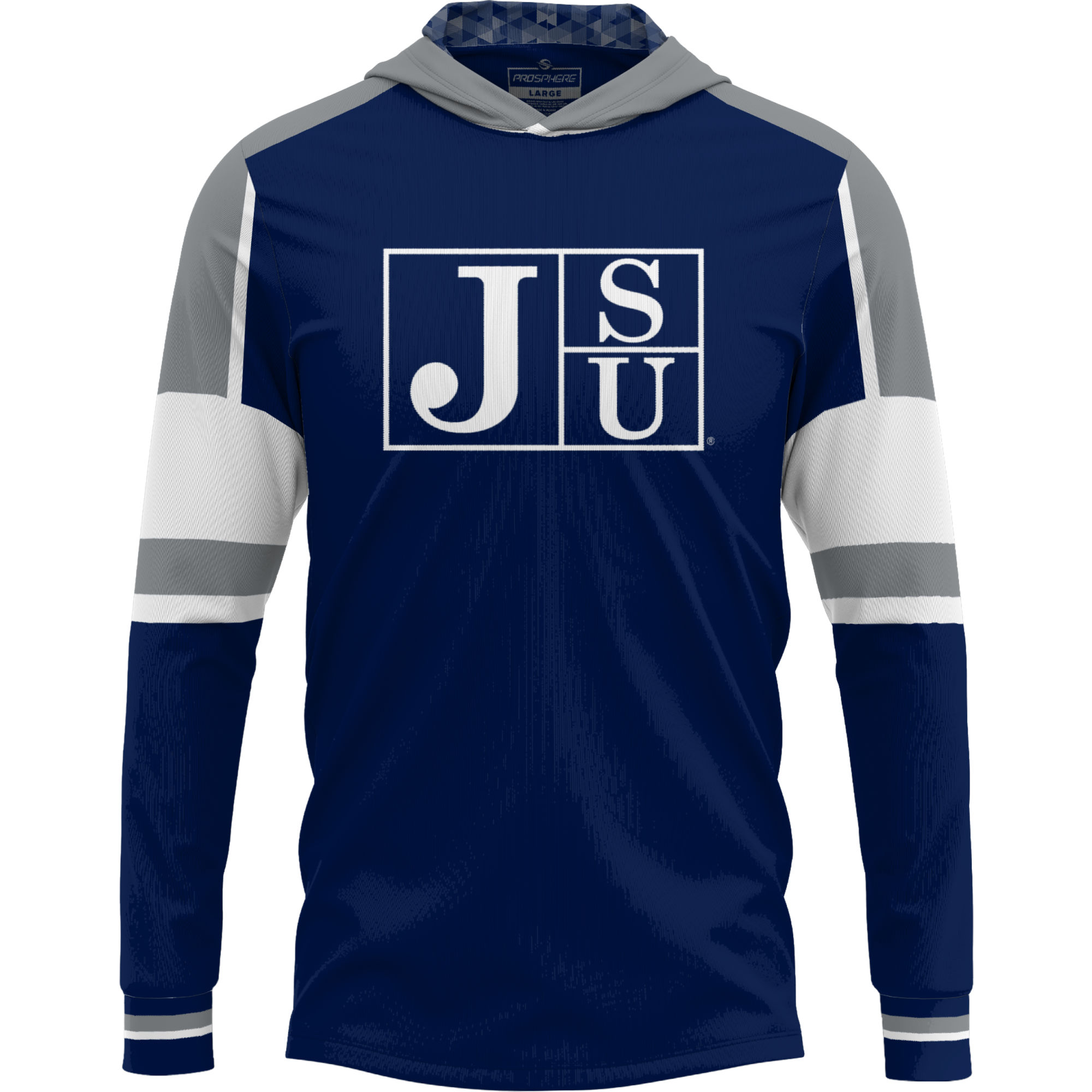Men's Navy Jackson State Tigers Long Sleeve Hoodie T-Shirt - Image 6