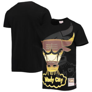 Men's Mitchell & Ness Black Chicago Bulls Big & Tall Hardwood Classics Big Face 4.0 T-Shirt
