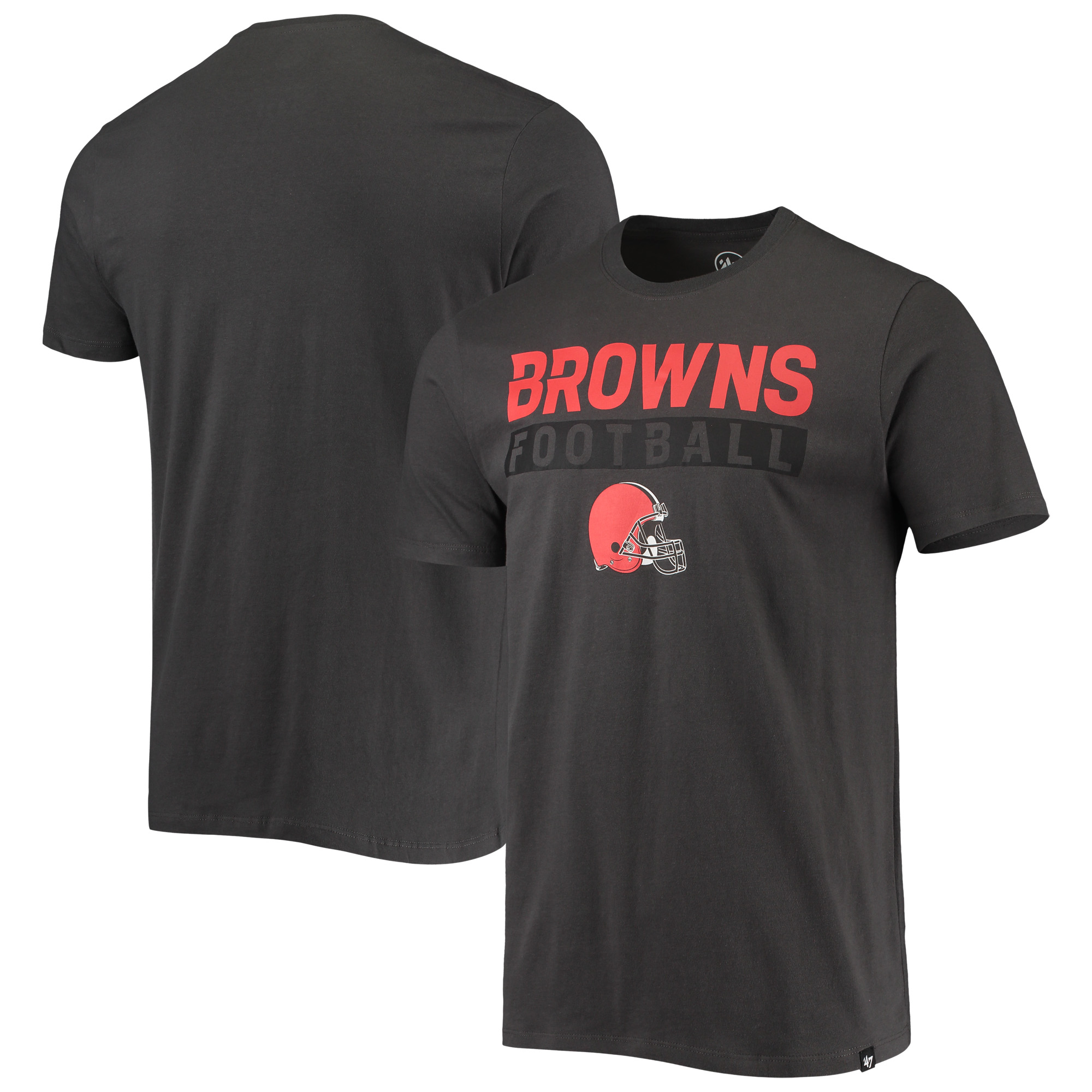 Men's '47 Charcoal Cleveland Browns Dark Ops Super Rival T-Shirt - Image 2