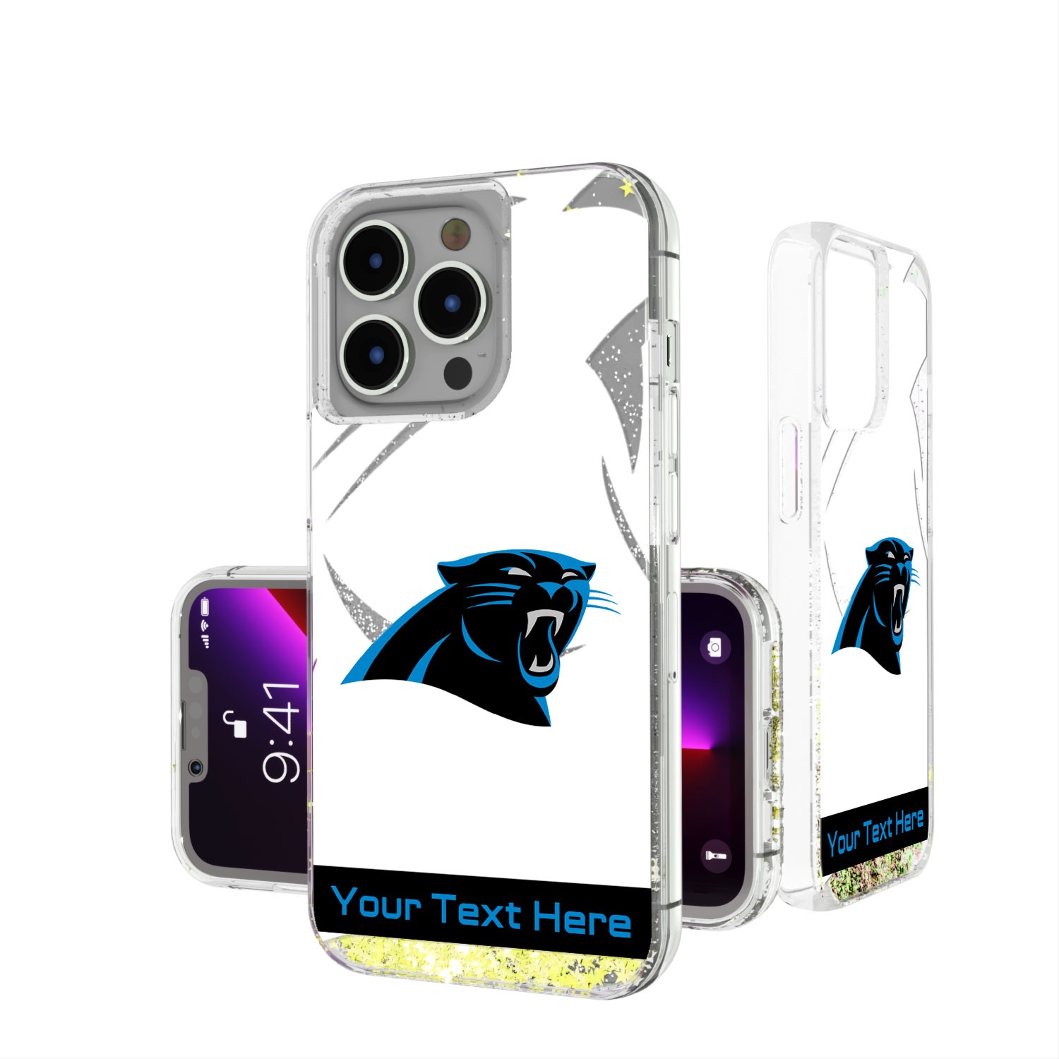 Carolina Panthers Personalized Tilt Design iPhone Glitter Phone Case - Image 3