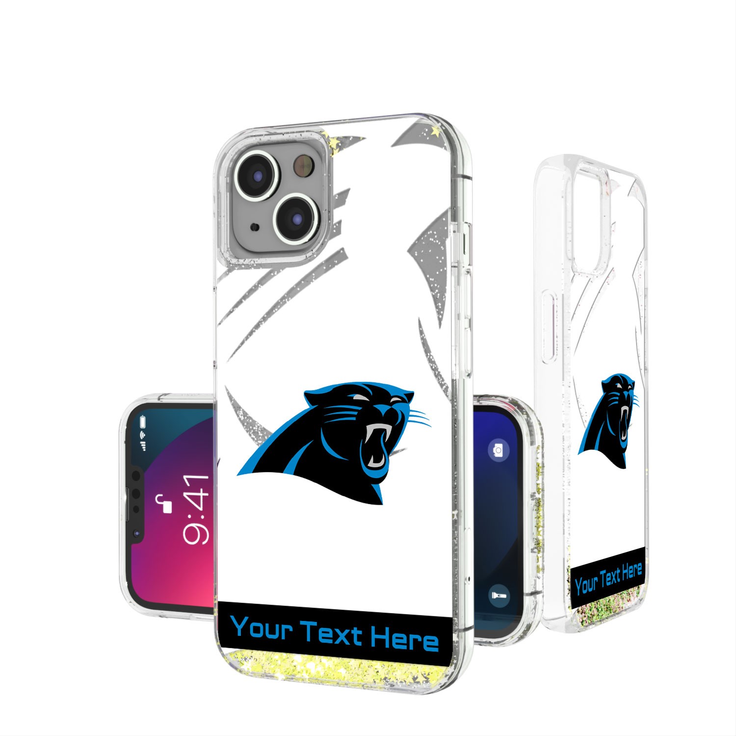 Carolina Panthers Personalized Tilt Design iPhone Glitter Phone Case - Image 4