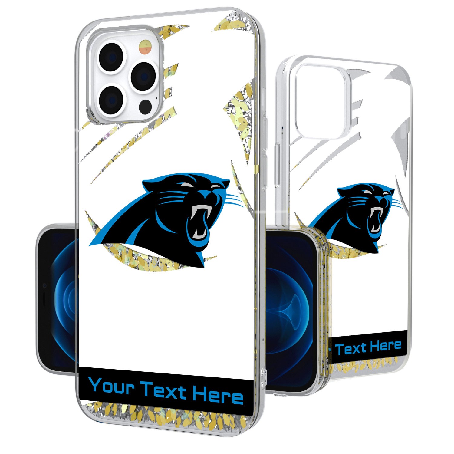 Carolina Panthers Personalized Tilt Design iPhone Glitter Phone Case - Image 6