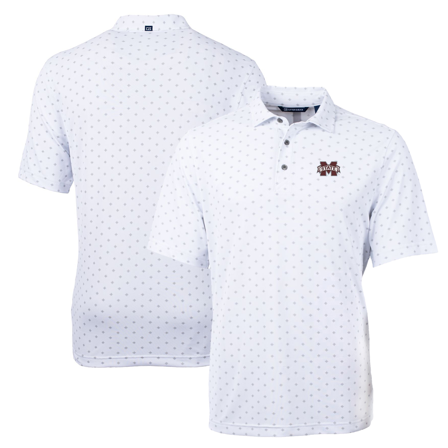 Men's Cutter & Buck White Mississippi State Bulldogs Big & Tall Virtue Eco Pique Tile Print Recycled Polo - Image 5