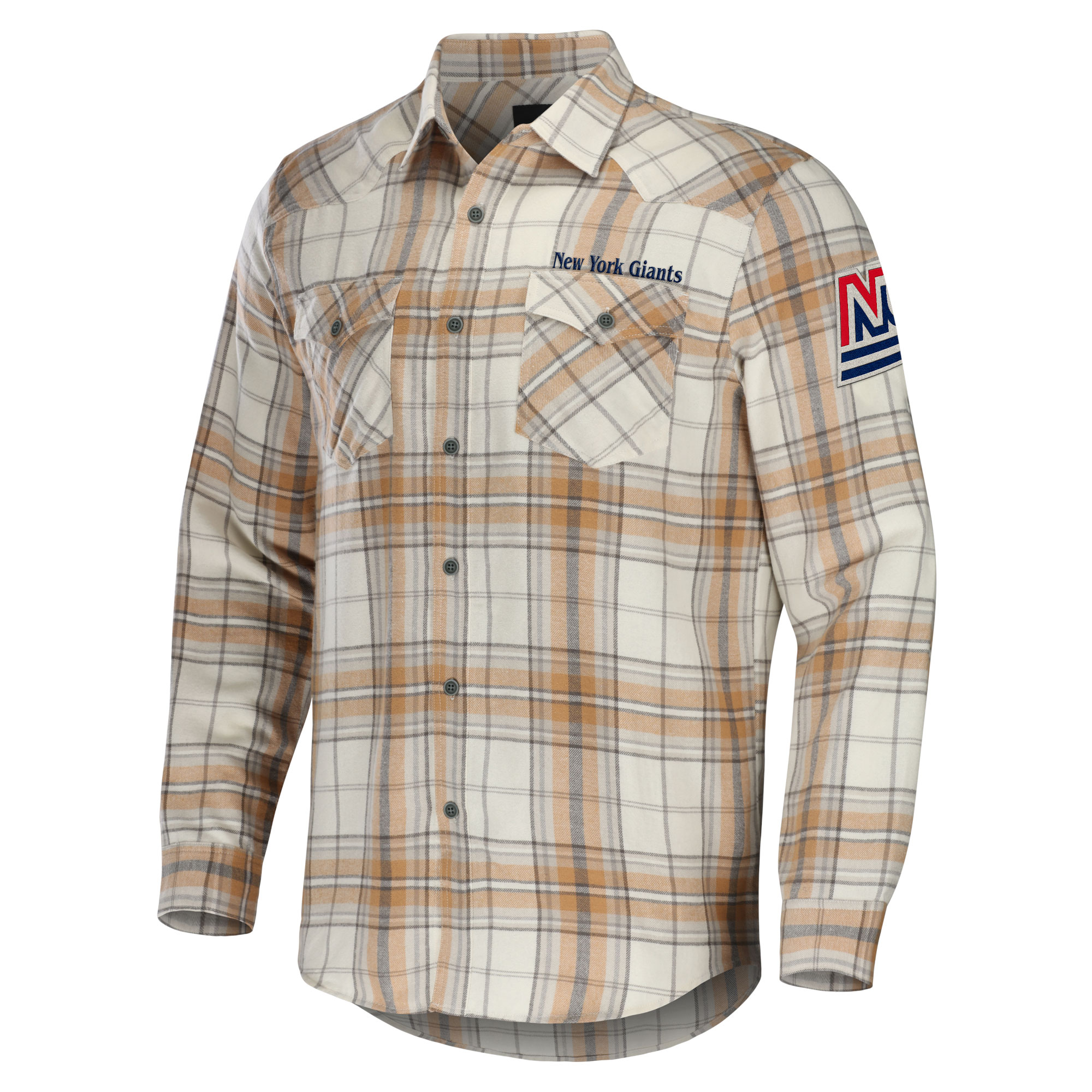 Men's NFL x Darius Rucker Collection by Fanatics Tan New York Giants Flannel Long Sleeve Button-Up Shirt - Image 6