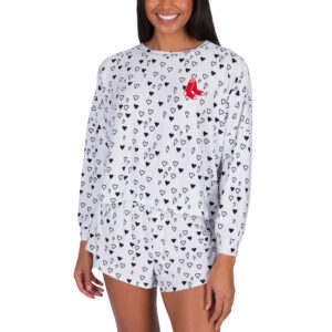 Women's Concepts Sport White Boston Red Sox Epiphany Long Sleeve Top & Shorts Set