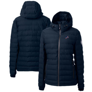Women's Cutter & Buck Navy Detroit Lions Americana Mission Ridge Repreve Puffer Full-Zip Jacket