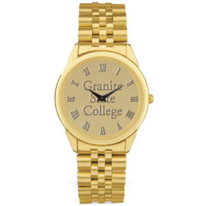 Men's Gold Granite State College Medallion Rolled Link Bracelet Wristwatch